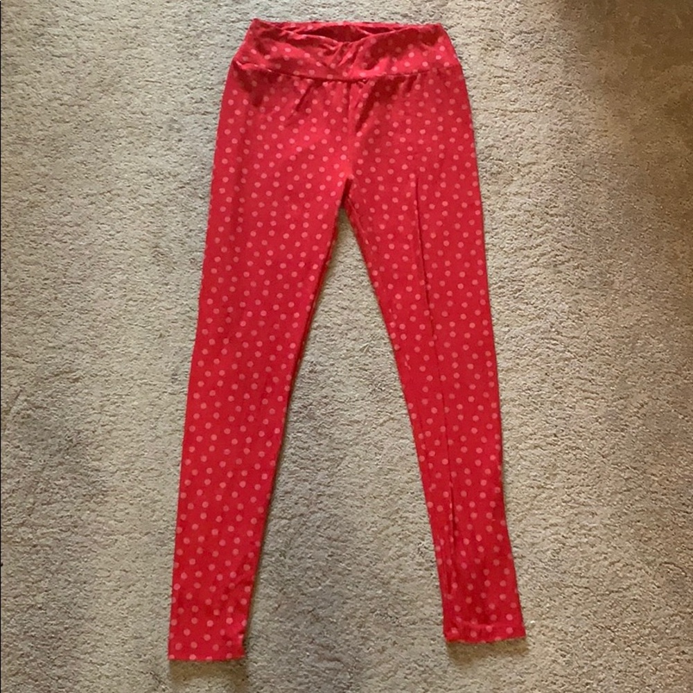 Lularoe red polka dot leggings